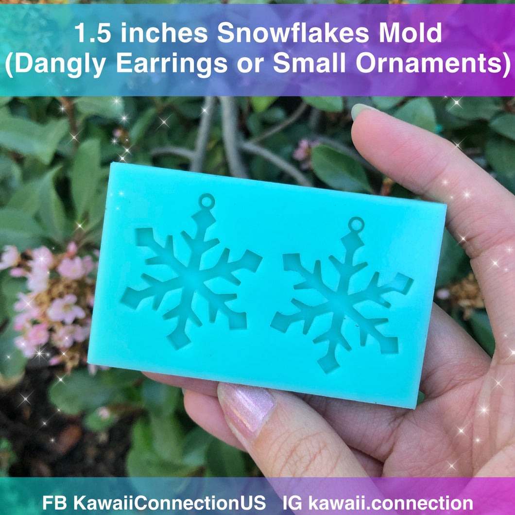1.5inch Snowflake Silicone Mold for Resin for Christmas Holiday Custom Dangly EarringsCharms Keychains Pendant