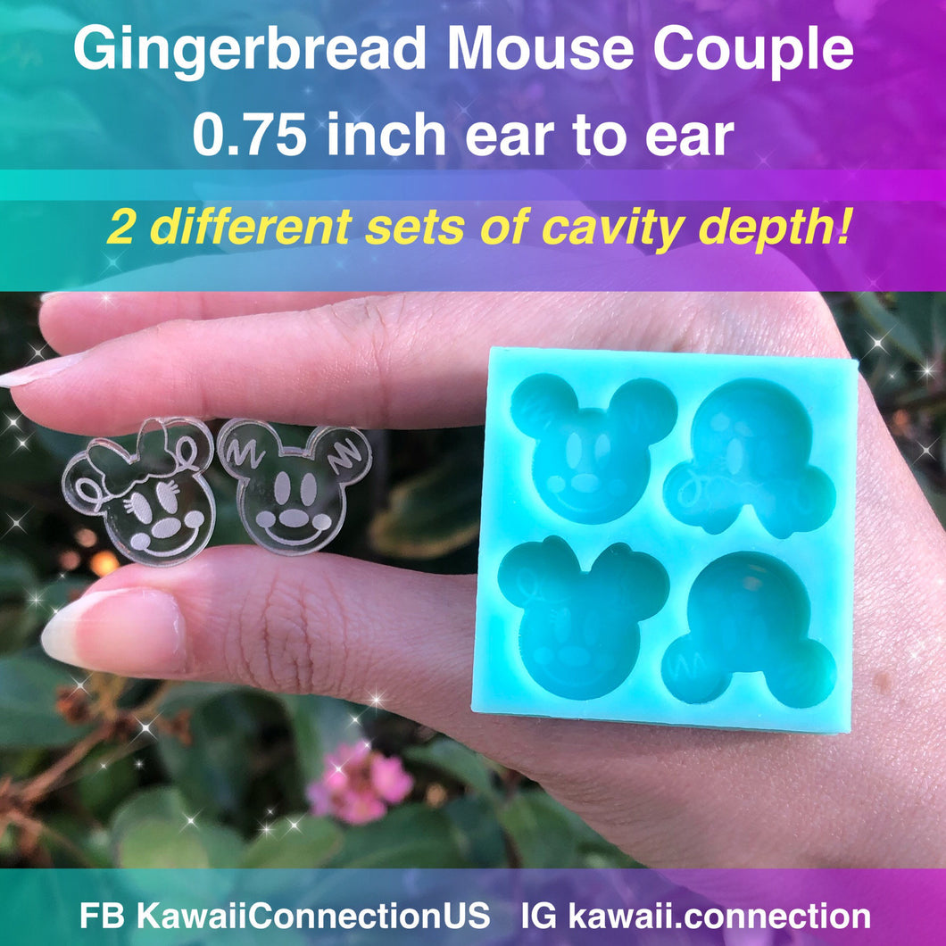 0.75 inch in 2 versions of Thickness/ Depth Gingerbread Mouse Silicone Mold for Custom Resin, Clay, Wax Melt for Christmas Holiday Charms
