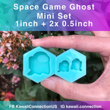 Load image into Gallery viewer, 1 inch or 0.5inch high at 0.25in deep Space Game GHOST Shiny Silicone Mold Palette for Custom Resin Deco Gamer Charms Keychain Earrings
