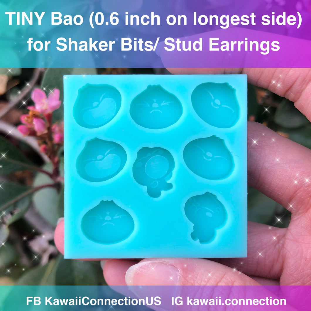 TINY 0.6 inch Bao Dumpling 5x Designs Silicone Mold Palette for Resin Deco Bag Small Stud Earrings Shaker Charms DIY