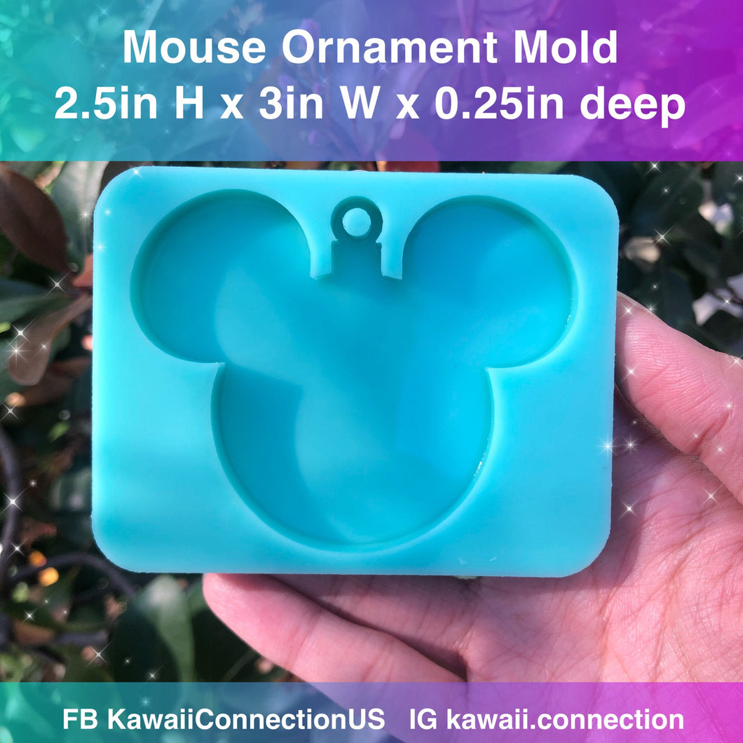 Mouse Head Ornament Silicone Mold for Custom Resin, Plaster, Clay for Christmas Tree Holiday Charms Keychain