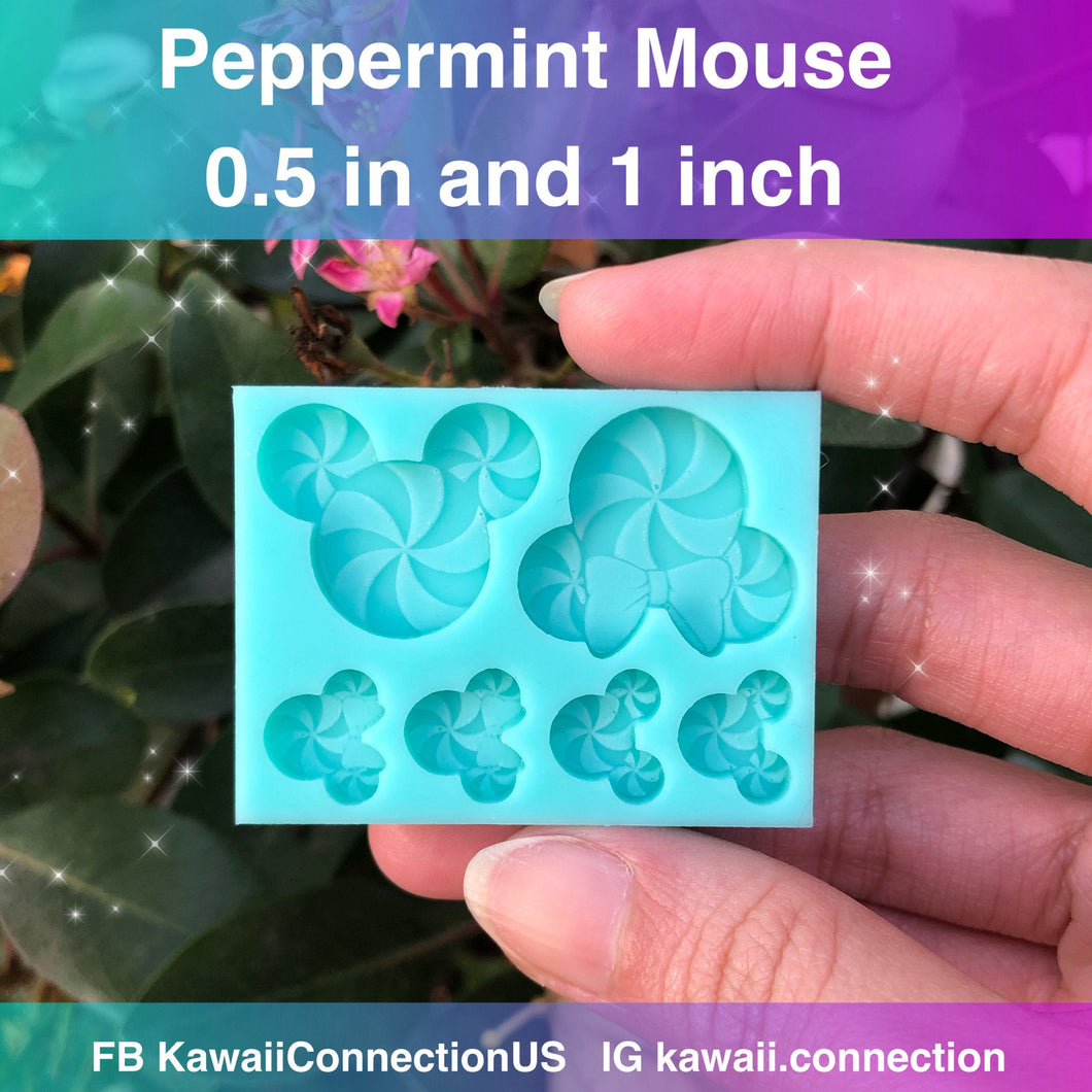 0.5 inch + 1 inch Peppermint Candy Mouse Silicone Mold for Custom Resin, Clay for Christmas Holiday Charms Earrings Shaker Bits