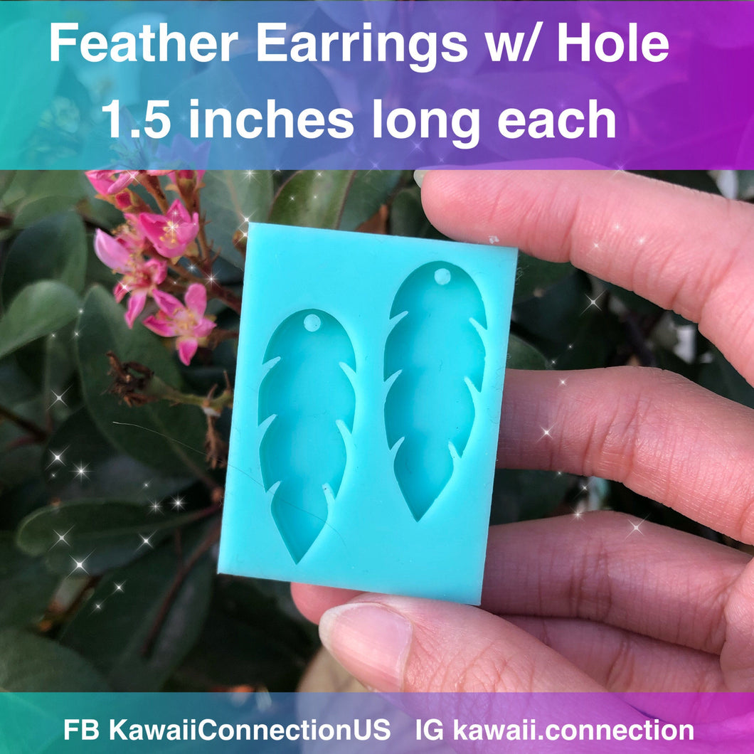 1.5 inches Feather Silicone Mold Palette for Resin Dangly Earrings Stitch Marker Charms DIY