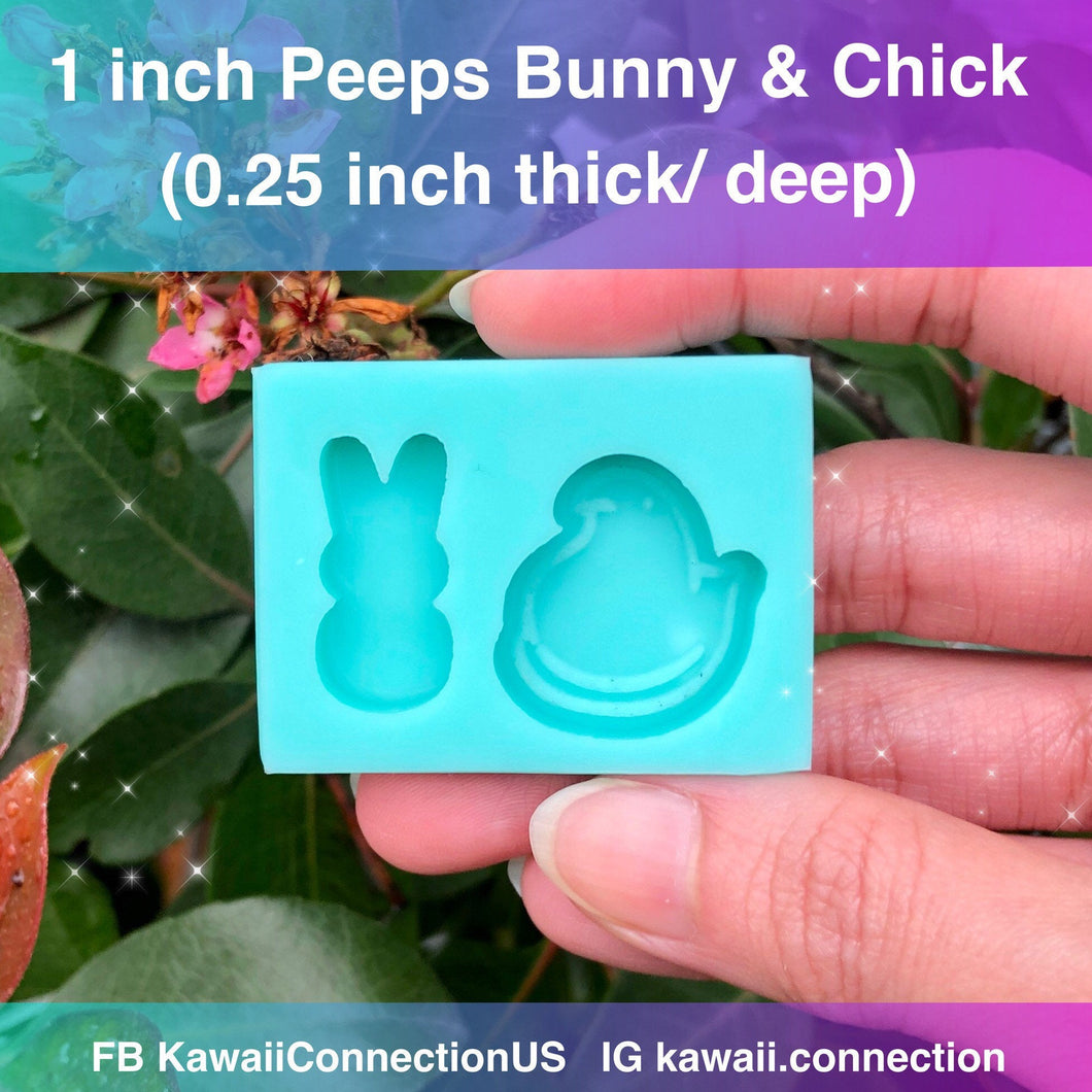 1 inch Easter Peeps Chick + Bunny Silicone Mold for Resin Deco Charms Cabochons for Charms DIY