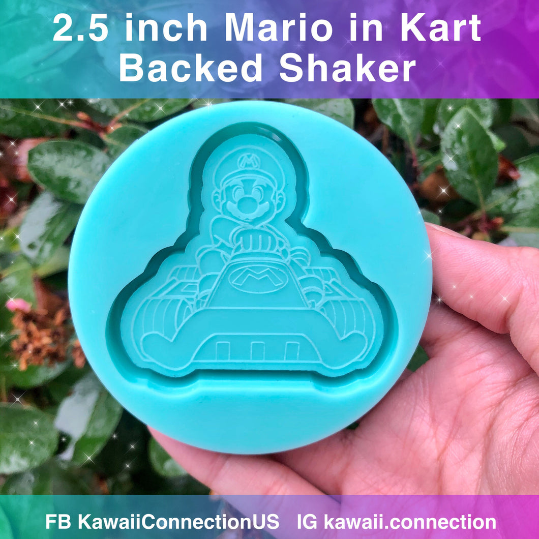 2.5 inch Racing Kart Game Shiny BACKED SHAKER Silicone Mold Palette for Resin Craft Keychain Charms DIY