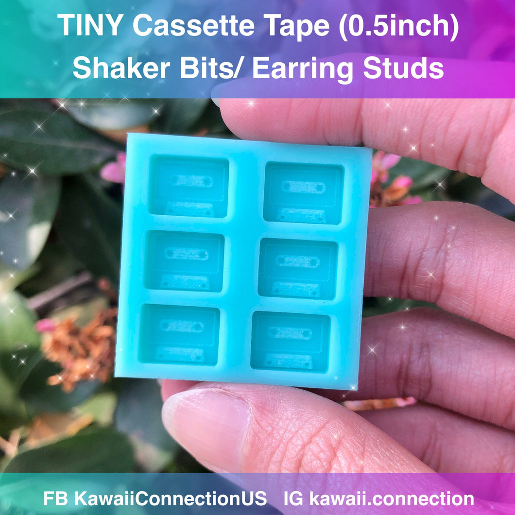 TINY 0.5 inch Cassette Tape Retro Silicone Mold Palette for Resin Deco Bag Small Stud Earrings Shaker Charms DIY