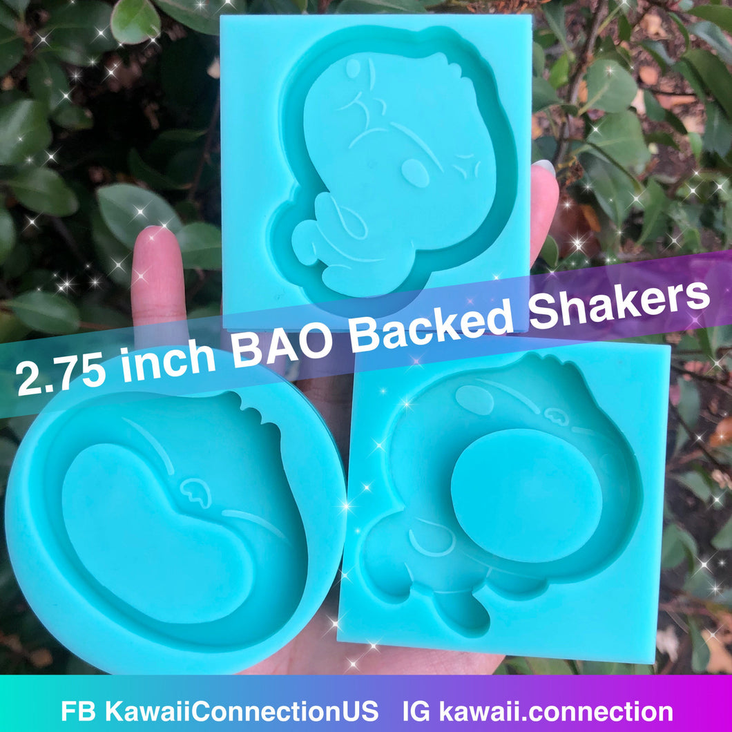 YOU CHOOSE 2.75 inch Bao Backed Shaker Shiny Silicone Mold for Resin Keychain Plaster Deco Charms DIY