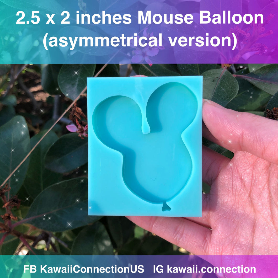 2.5 inch High Asymmetrical Mouse Ears Balloon Silicone Mold Palette for Resin Pendants Keychain Shaker Charms Cabochons