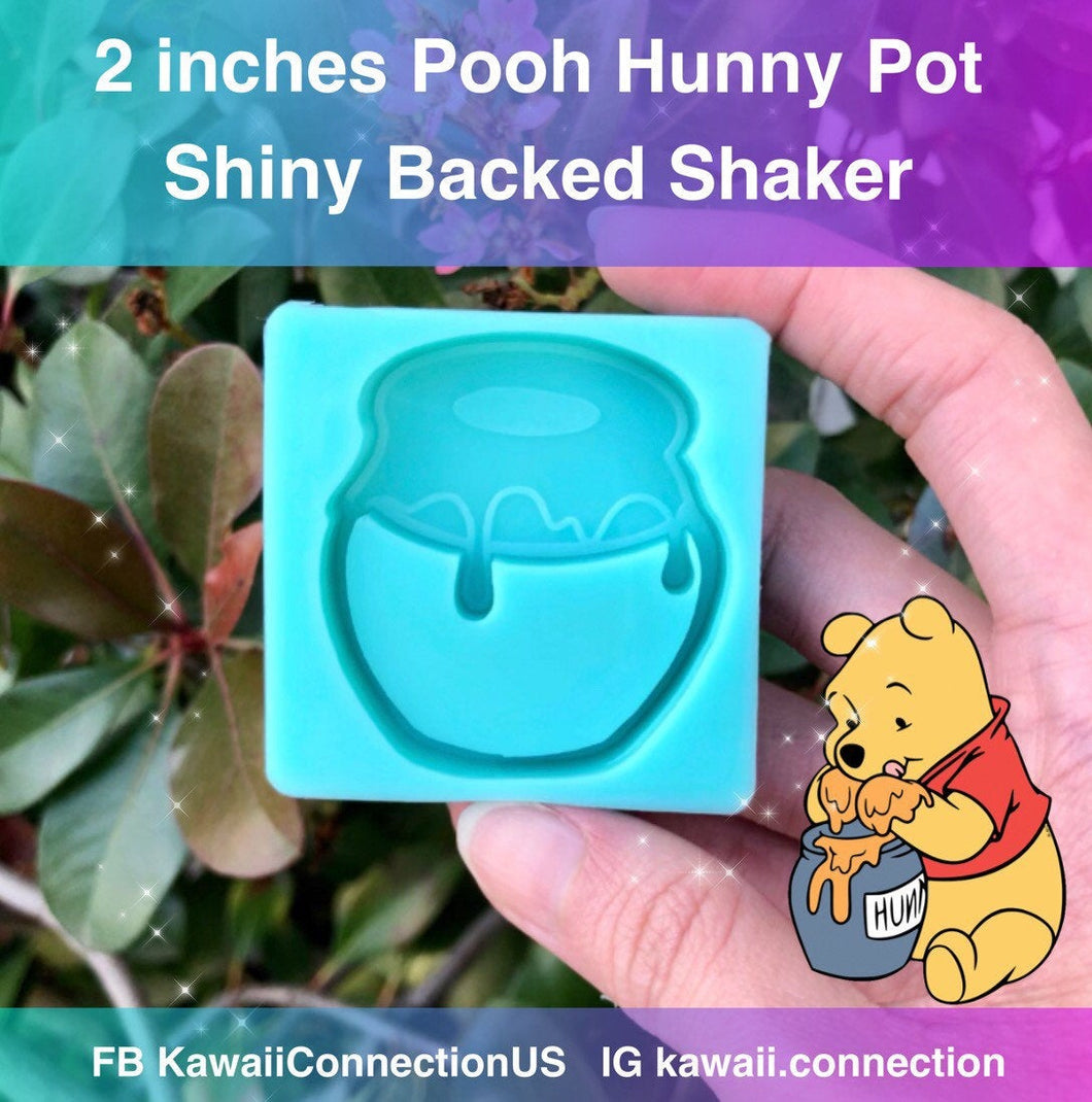 2 inches Hunny Pot of Winnie the Pooh Backed Shaker Silicone Mold Palette for Custom Resin Keychain Charms Cabochons