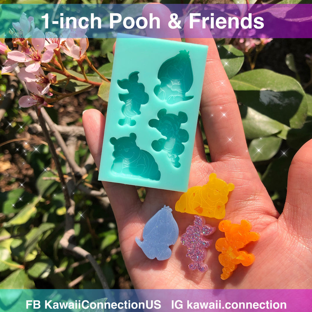 1 inch Winnie the Pooh and Friends Set Silicone Mold Palette for Custom Resin Deco Keychain Charms Cabochons