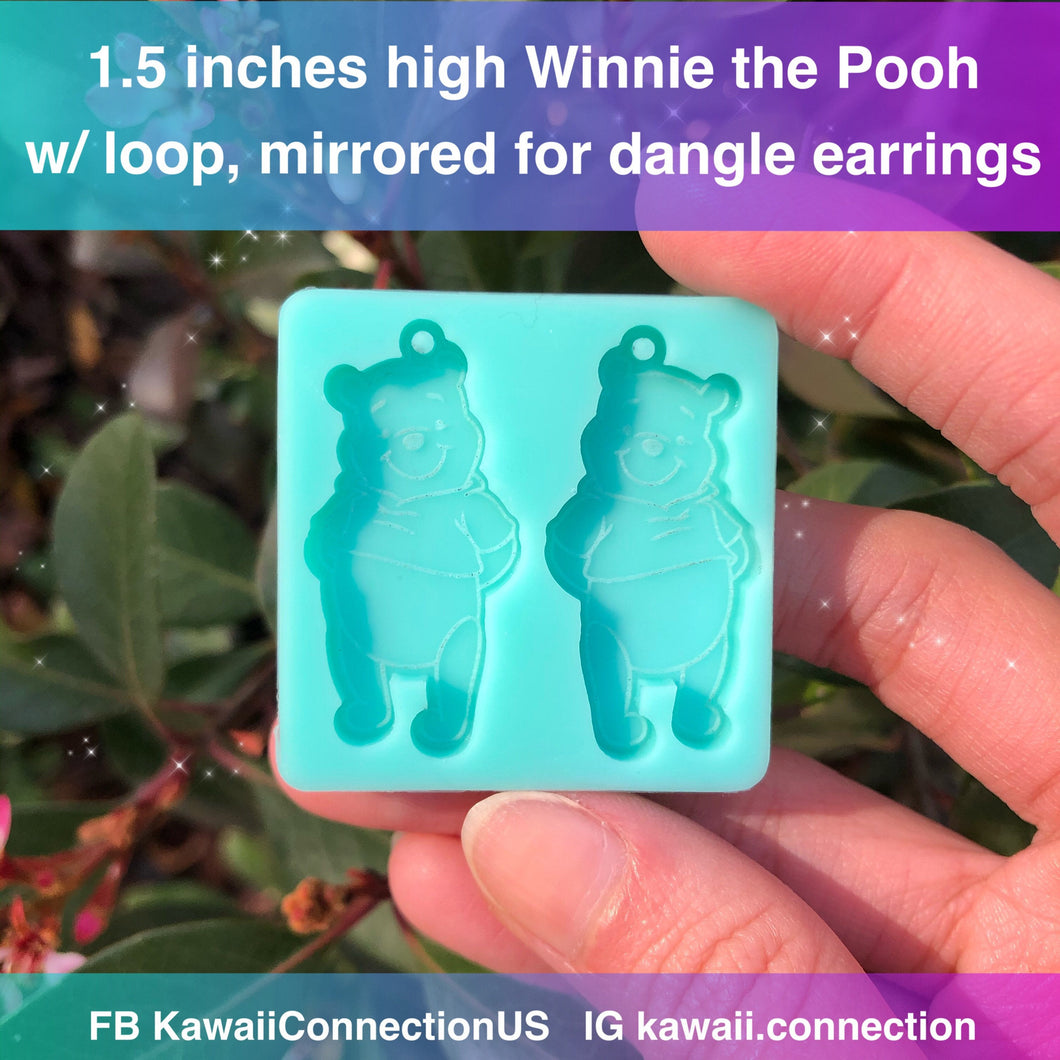 1.5 inches high Winnie the Pooh Silicone Mold Palette for Resin Dangle Earrings Stitch Marker Charms DIY
