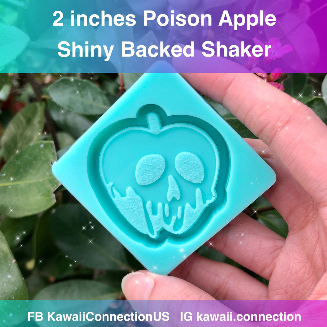 2 inches Poison Apple Detailed Backed Shaker Silicone Mold for Custom Resin Keychain Necklace Pendant Deco Charm