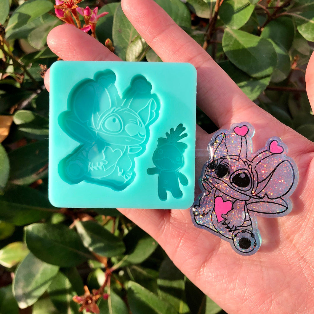 Mischievous Alien Dog and Scrumps Silicone Mold for Custom Resin Bag and Key Charms