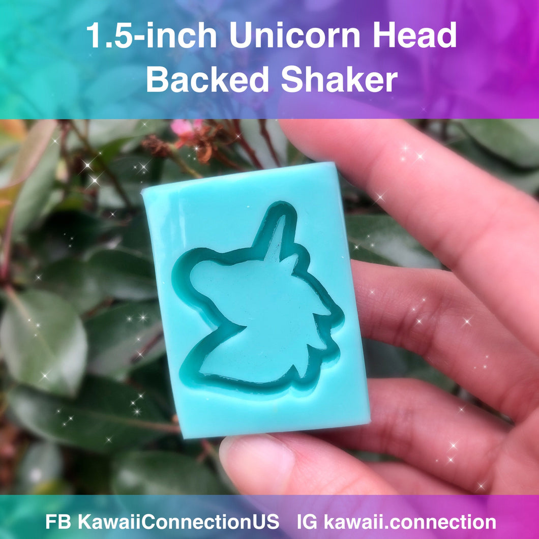 1.5 inch (top to bottom) Unicorn Head Backed Shaker Silicone Mold for Custom Resin Bag and Key Charms