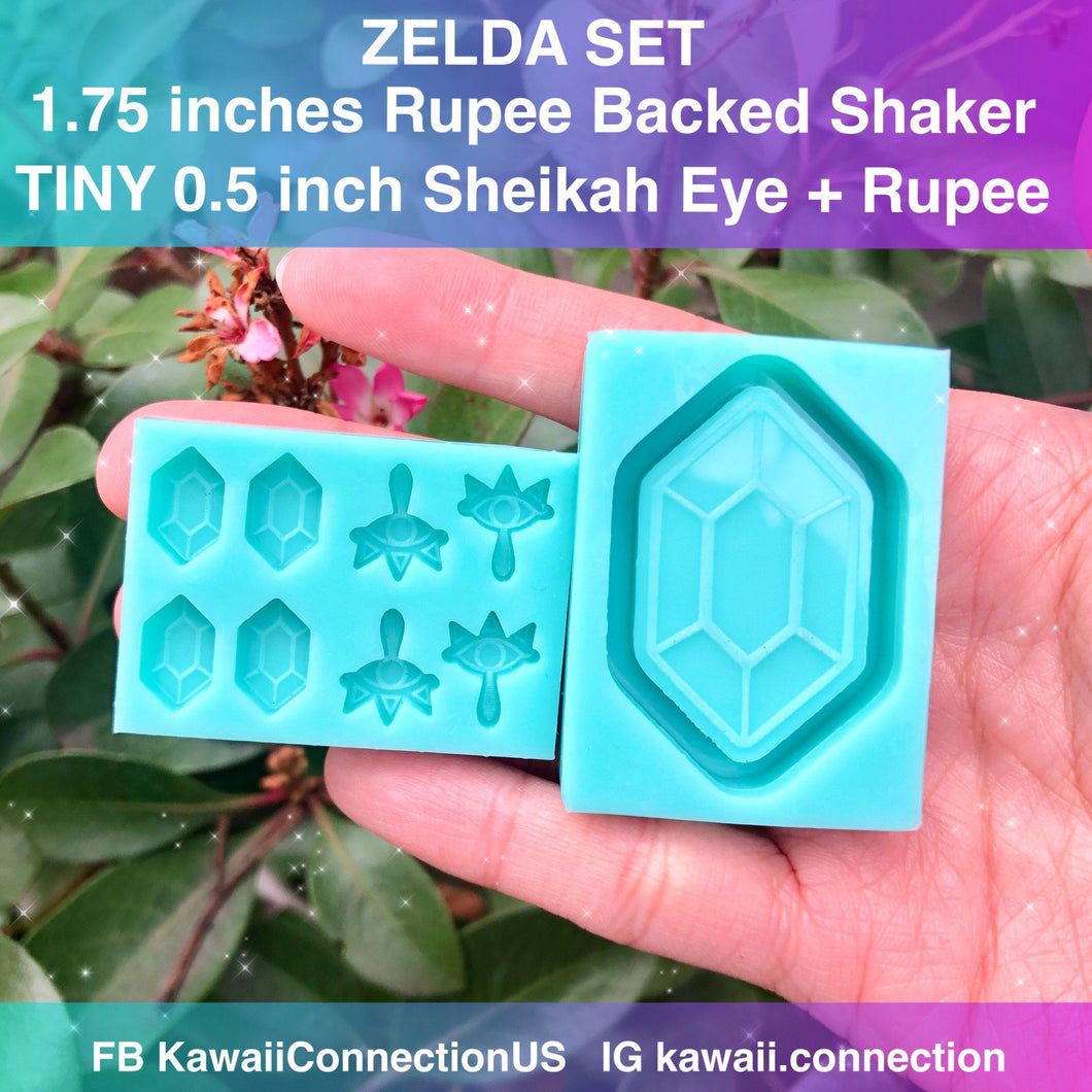 YOU Choose* 1.75 inch Rupee Backed Shaker + TINY Sheikah Eye w Gems Bits Silicone Molds for Resin Deco Bag Small Stud Earrings Charms DIY
