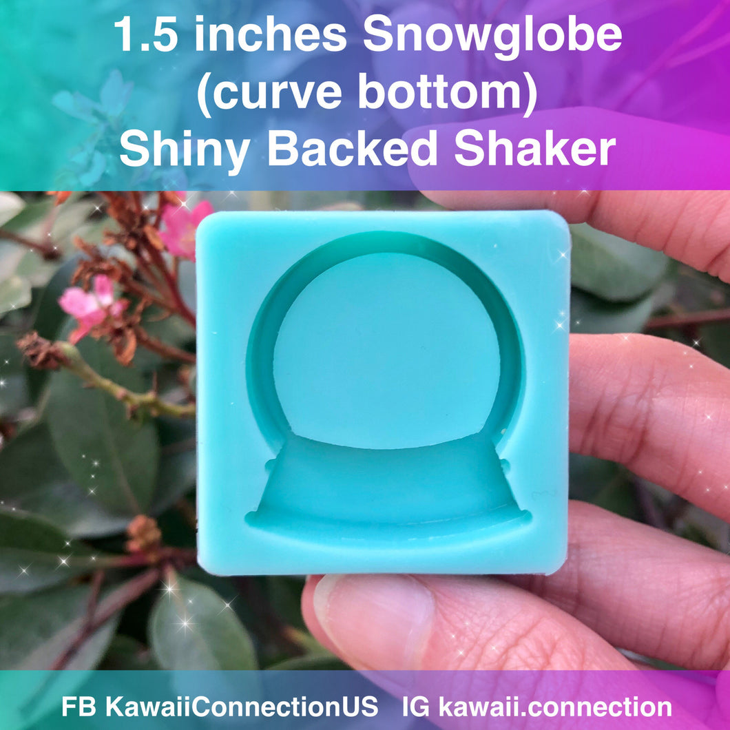 1.5 inch Snowglobe (curved bottom) Backed Shaker Silicone Mold for Custom Resin Bag and Key Charms
