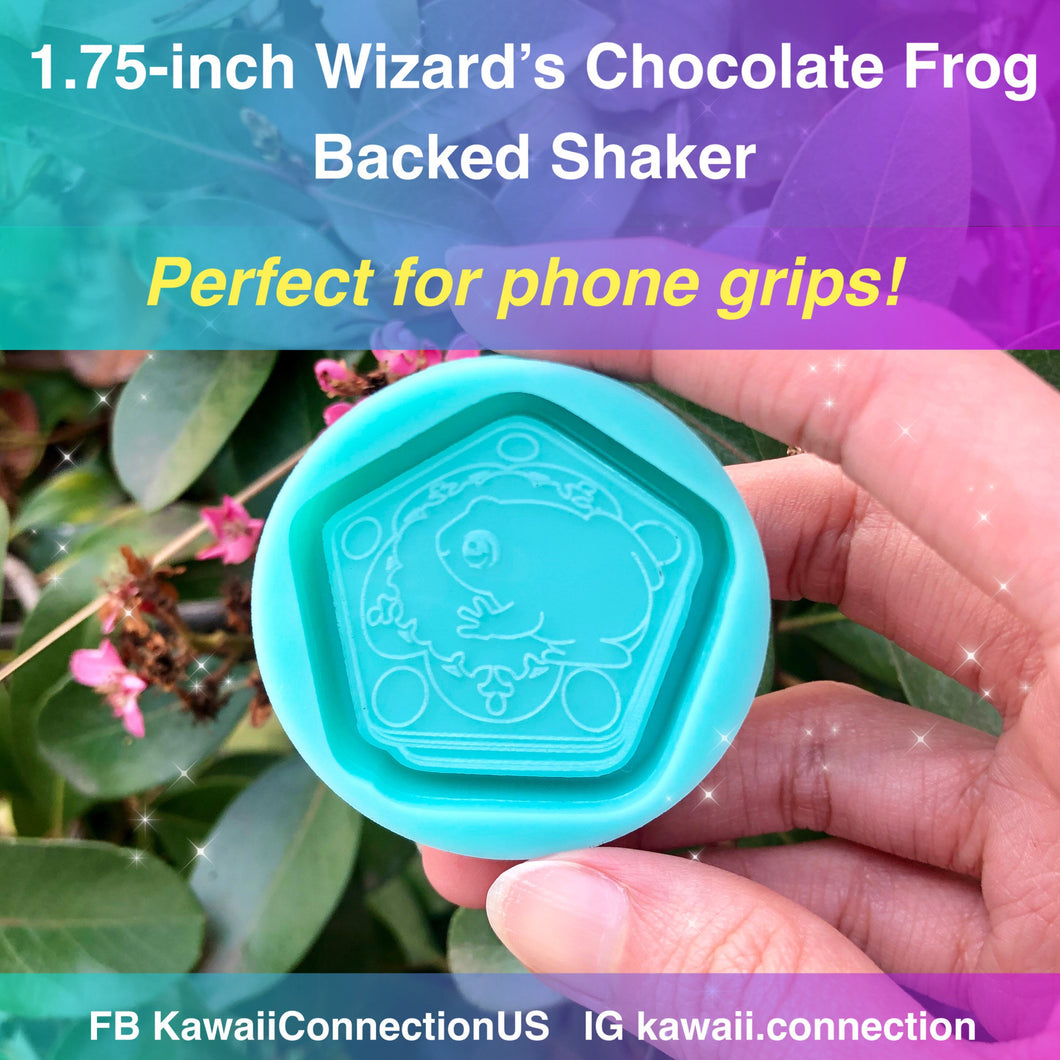 1.75 inch Wizard HP Chocolate Frog Backed Shaker Silicone Mold for Custom Resin Bag and Key Charms - Perfect for Phone Grip