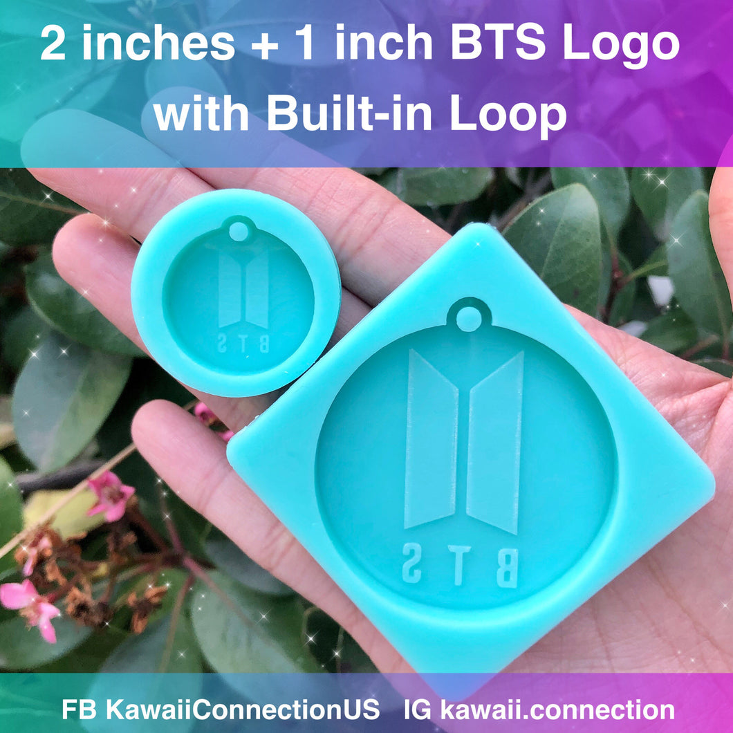 YOU CHOOSE K-Pop BTS Logo w Loop at 0.25 inch deep Silicone Mold Palette for Resin Plaster Deco Charms Diy