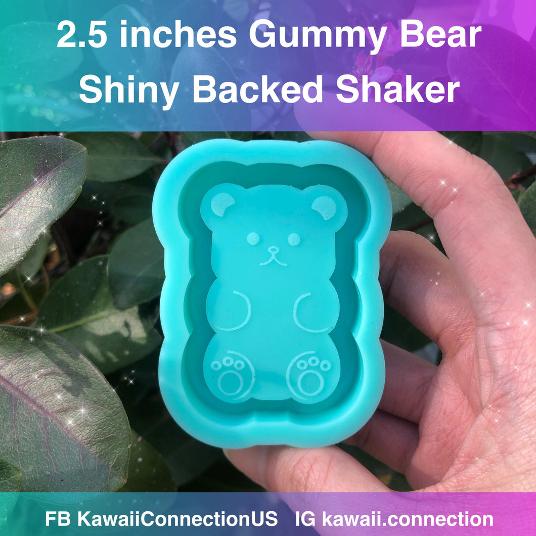 2.5 inches High Gummy Bear Shiny Backed Shaker Silicone Mold for Custom Resin Bag and Key Charms