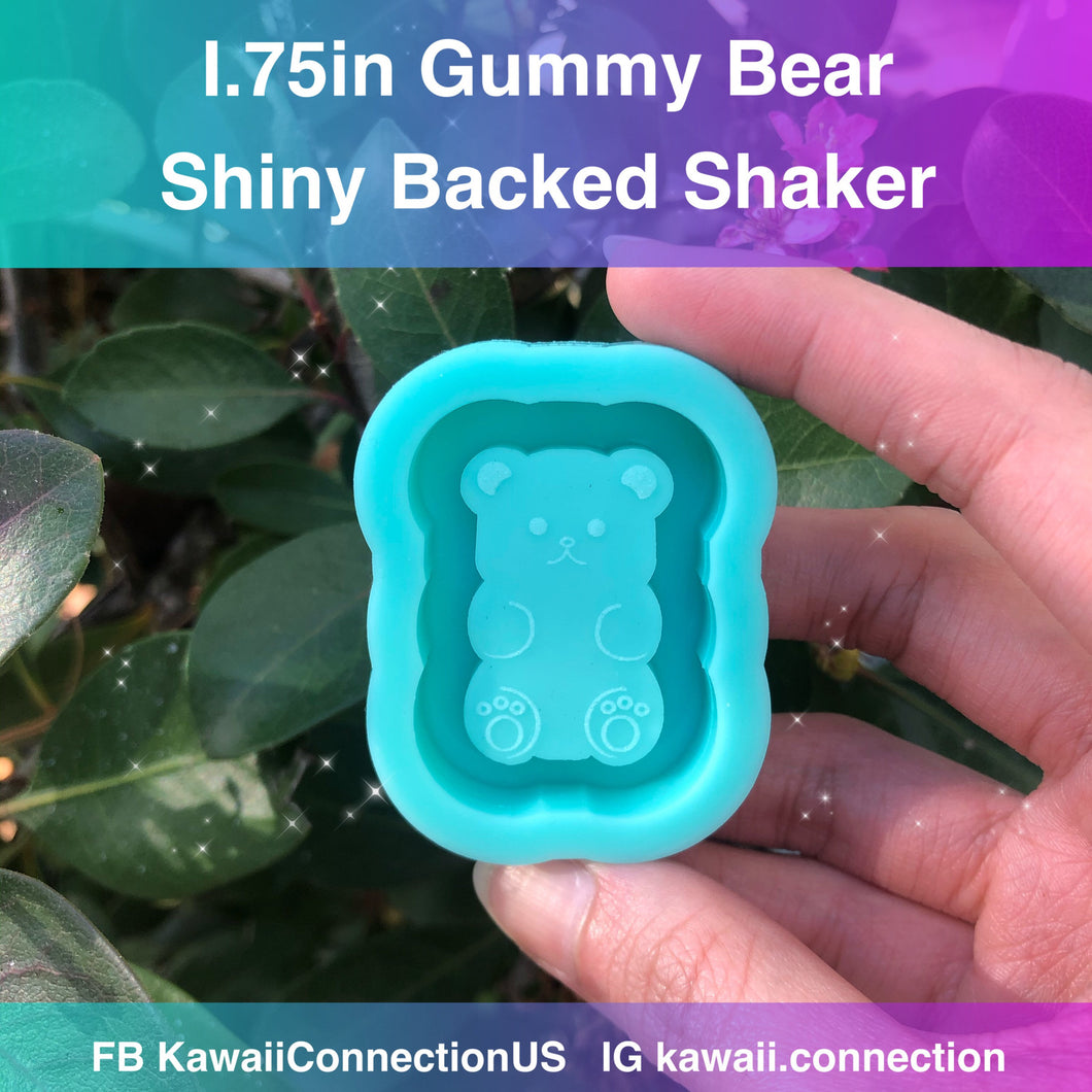 1.75 inches High Gummy Bear Shiny Backed Shaker Silicone Mold for Custom Resin Bag and Key Charms