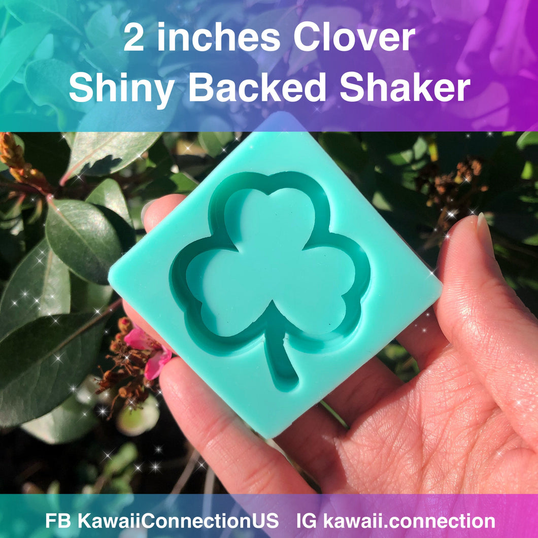 2 inches Lucky Clover Backed Shaker Silicone Mold for Custom Resin Bag and Key Charms