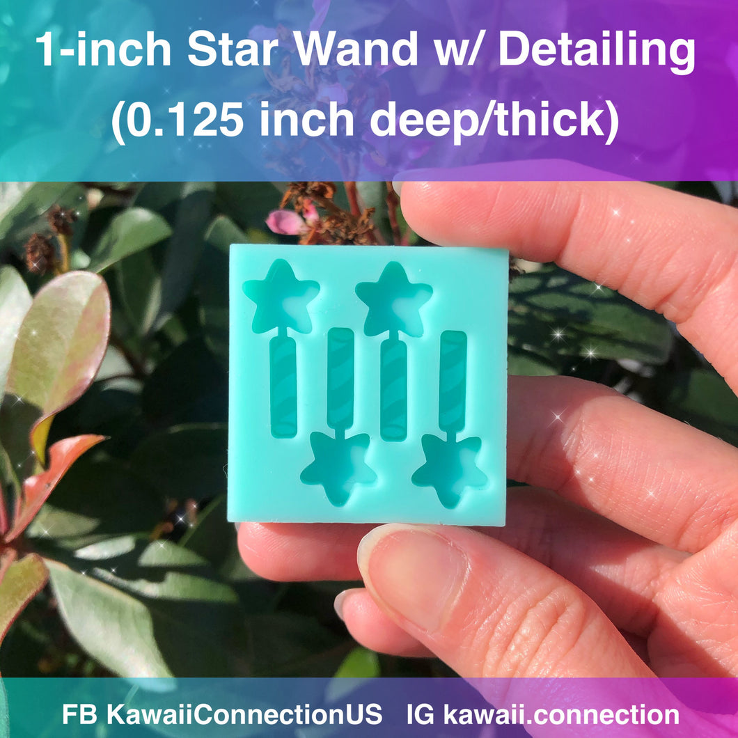 Star Wand (3 sizes) 1 inch at 0.125 inch thick based on Animal Crossing Switch Game Silicone Mold Palettes for Custom Resin Charms Cosplay