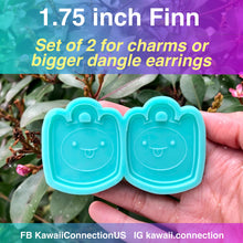 Load image into Gallery viewer, Pair of 1.75 inches BMO Jake Finn Lumpy Space Princess Adventure Time Cartoon w Built-in Hole for Bigger Dangle Earrings Charms Necklace Pendants Resin Silicone Mold
