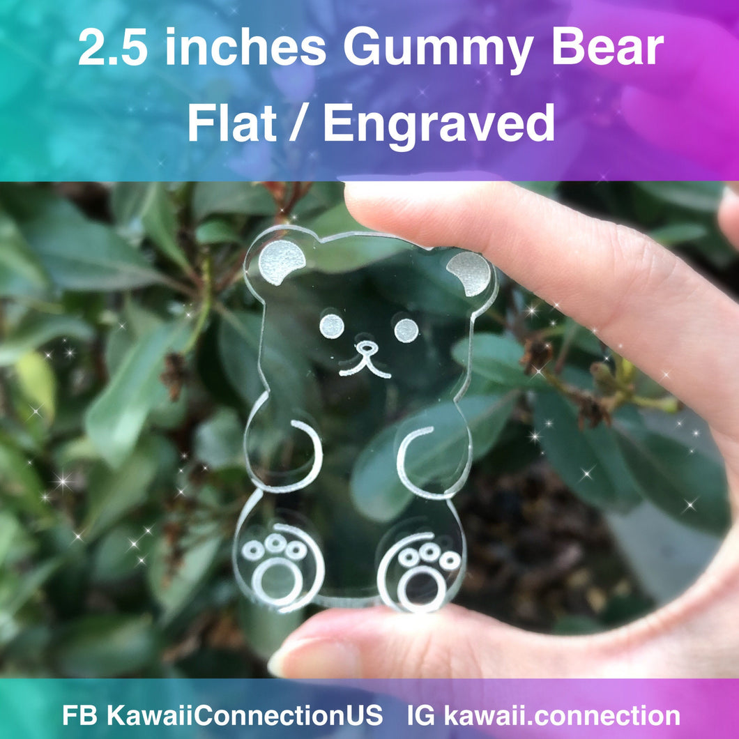 2.5 inches High FLAT Gummy Bear Bag Charms Keychain Plaster Wax Resin Kawaii Silicone Mold