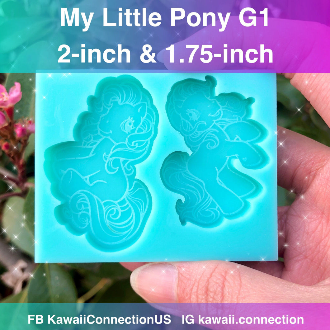 My Little Pony 2 inches & 1.75 inches MLP G1 Vintage Silicone Mold Palette for Resin Deco Bag Earrings Shaker Key Pendant Charms DIY