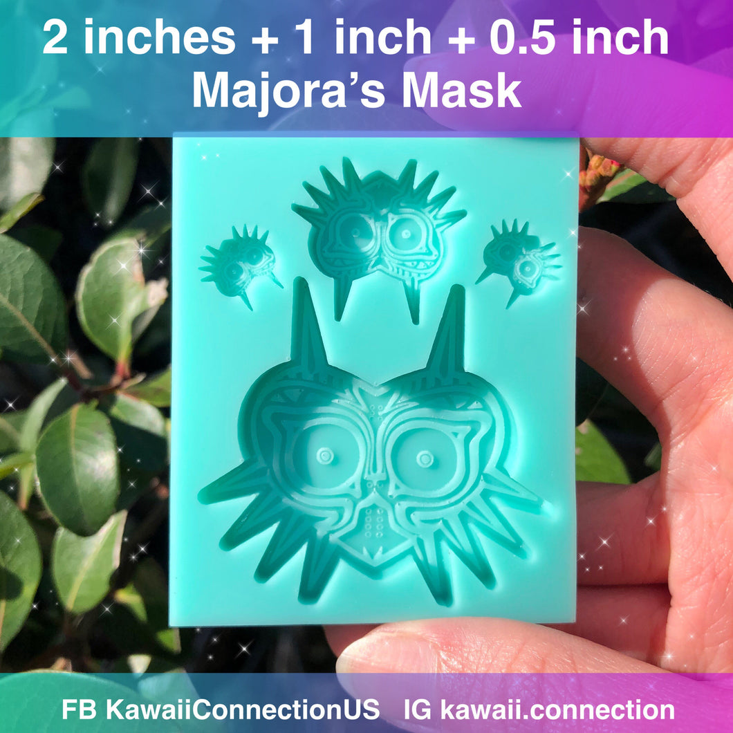 3 sizes Legend of Zelda Majora‚Äôs Mask (2 inch, 1 inch, 0.5 inch) Silicone Mold for Resin Deco Bag Key Charms Stud Earrings DIY
