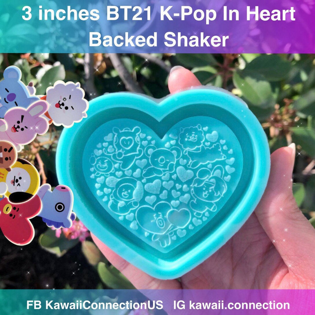 You *Choose* Backed Shaker K-Pop BT21 BTS Love Silicone Mold for Resin Plaster Deco Keychain Bag Charms