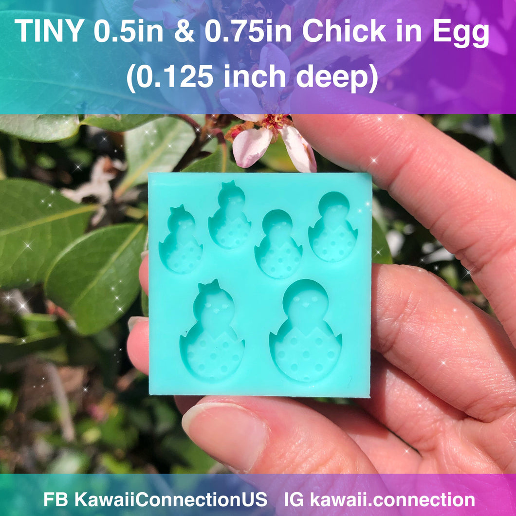 TINY 0.5 inch & 0.75 inch Easter Chick in Egg Silicone Mold Palette for Resin Stud Earrings Charms Shaker Cabochons
