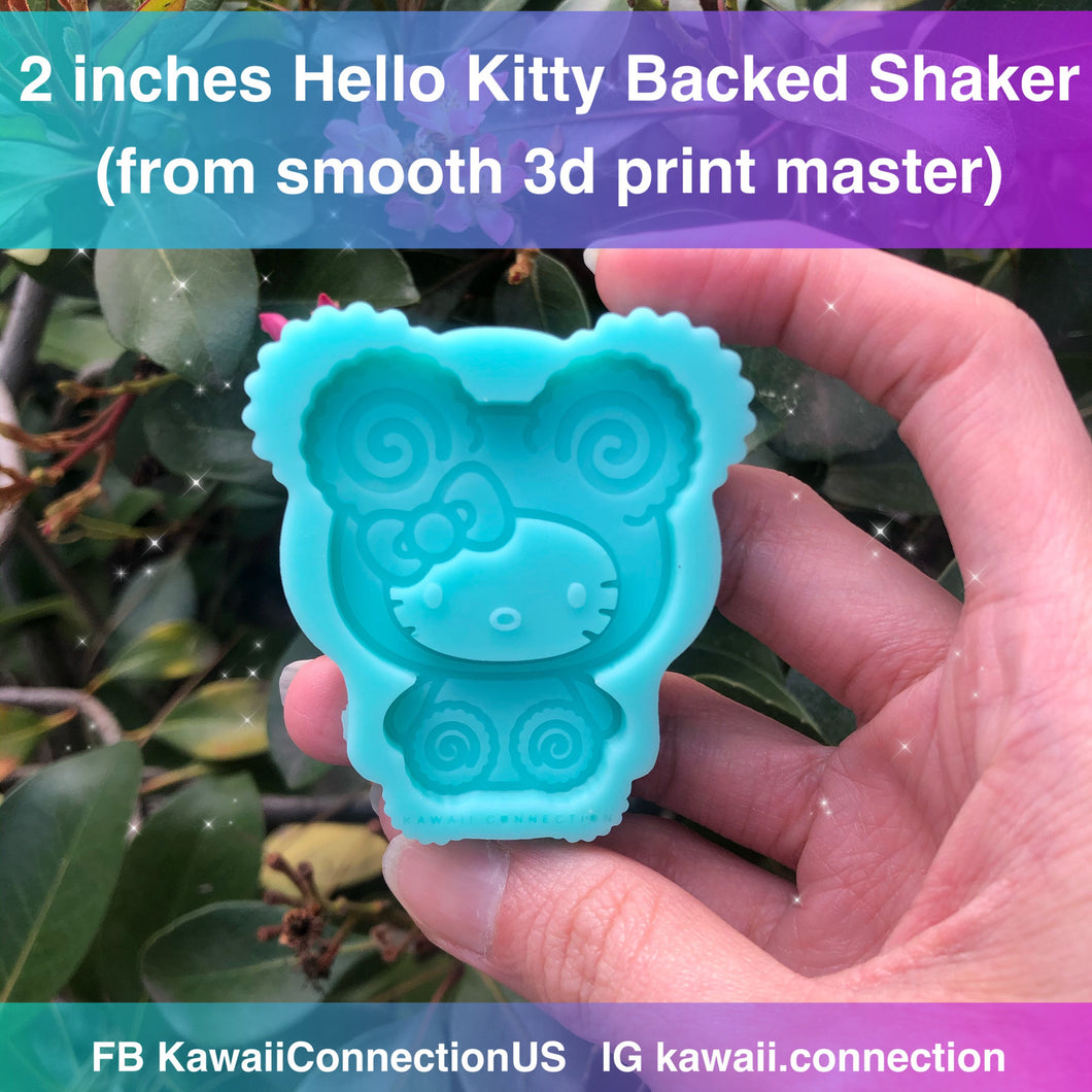 2 inches Kitty Backed Shaker (see photo for texture!) Silicone Mold  for Custom Resin Keychain Charms