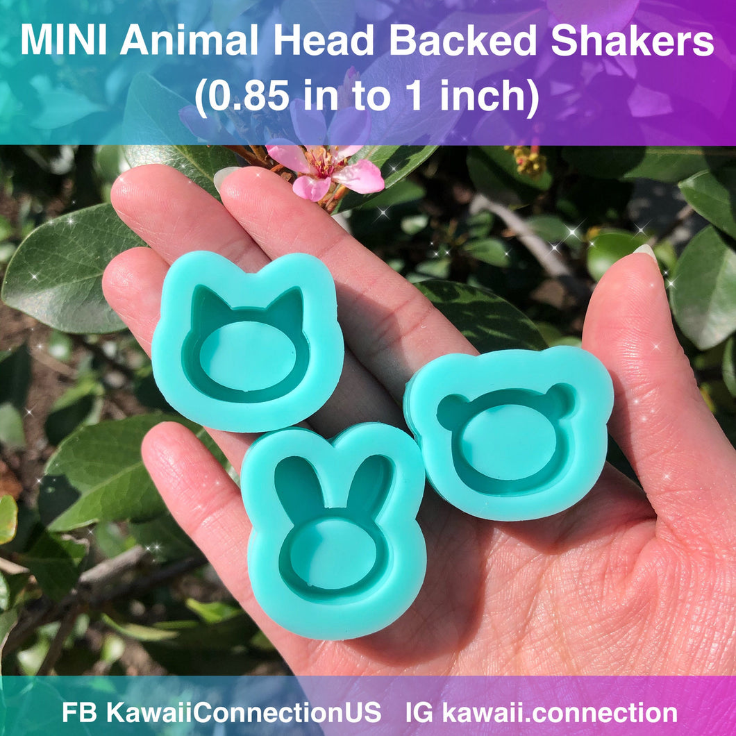 MINI 0.85 inch to 1 inch Animal Heads Cat Bear Bunny Backed Shaker Silicone Mold for Custom Resin Charms Pendants Dangle Earrings