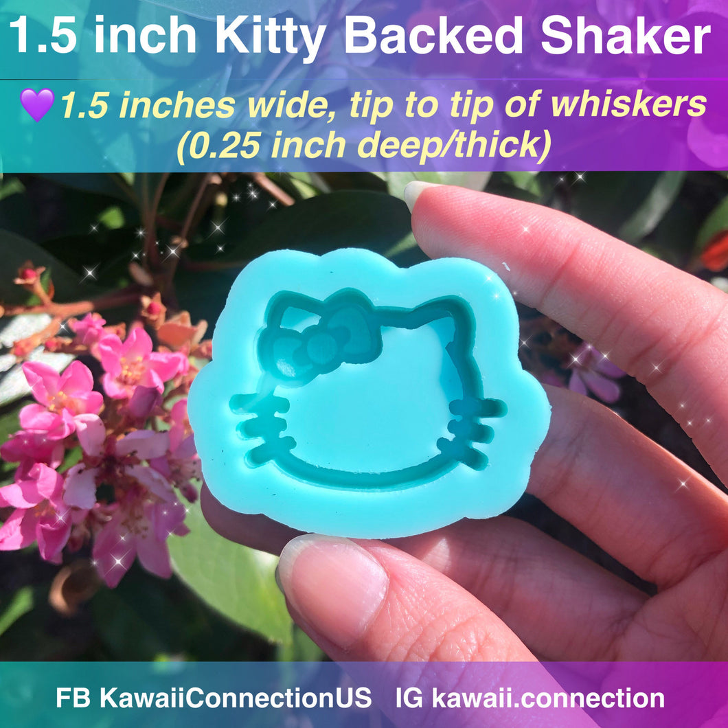YOU CHOOSE 1.5 inch or 2 inches Kitty Backed Shaker Silicone Mold for Resin Deco Charms Cabochons