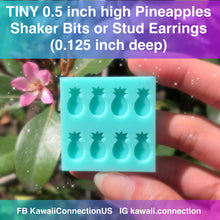 Load image into Gallery viewer, TINY 0.5 inch high Pineapples Shiny Silicone Mold Palette for Custom Resin Deco Shaker Charms Cabochons and Stud Earrings

