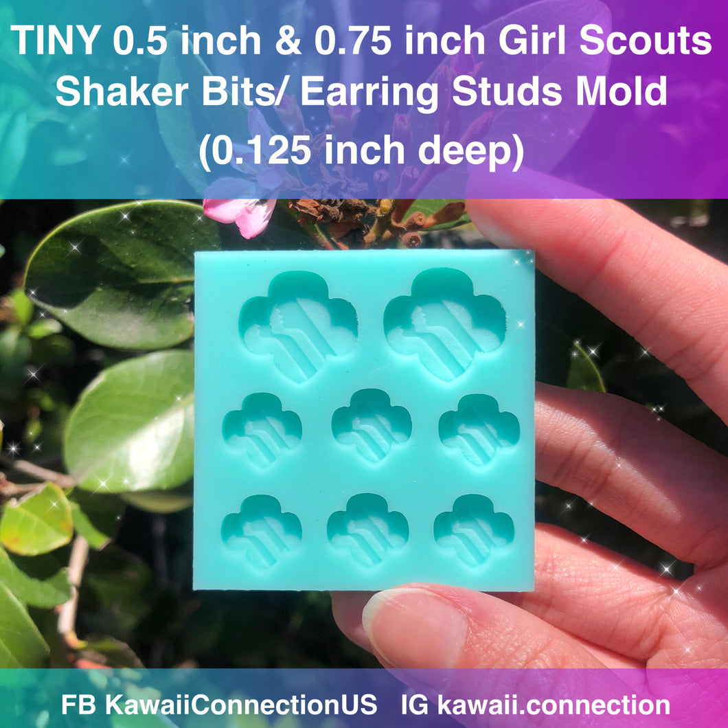 TINY 0.5 inch + 0.75 inch Girl Scouts  Silicone Mold Palette for Custom Resin Deco Shaker Charms Cabochons and Stud Earrings