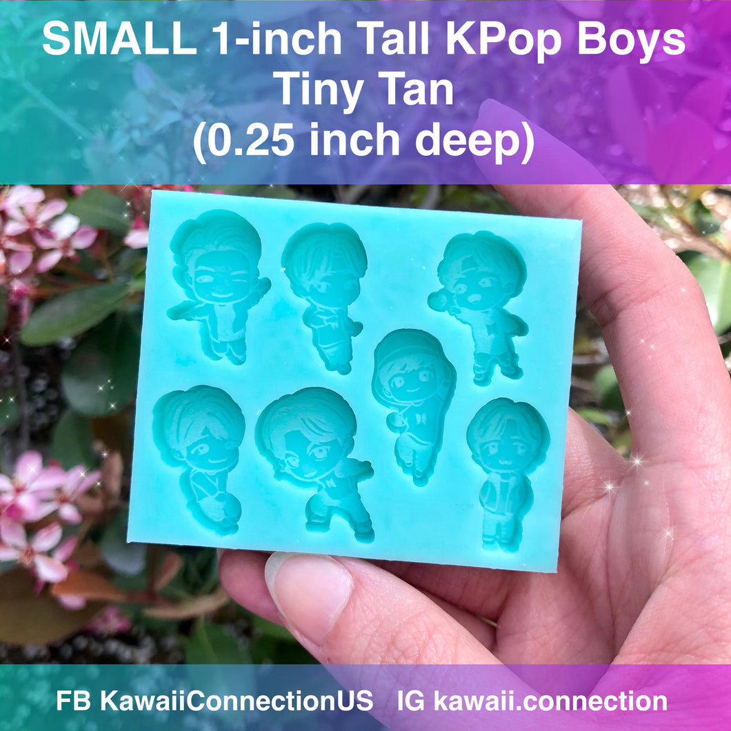 SMALL 1-inch high KPop Boys (0.25 inch thick/ deep) Silicone Mold for Custom Resin Cabochons Charms