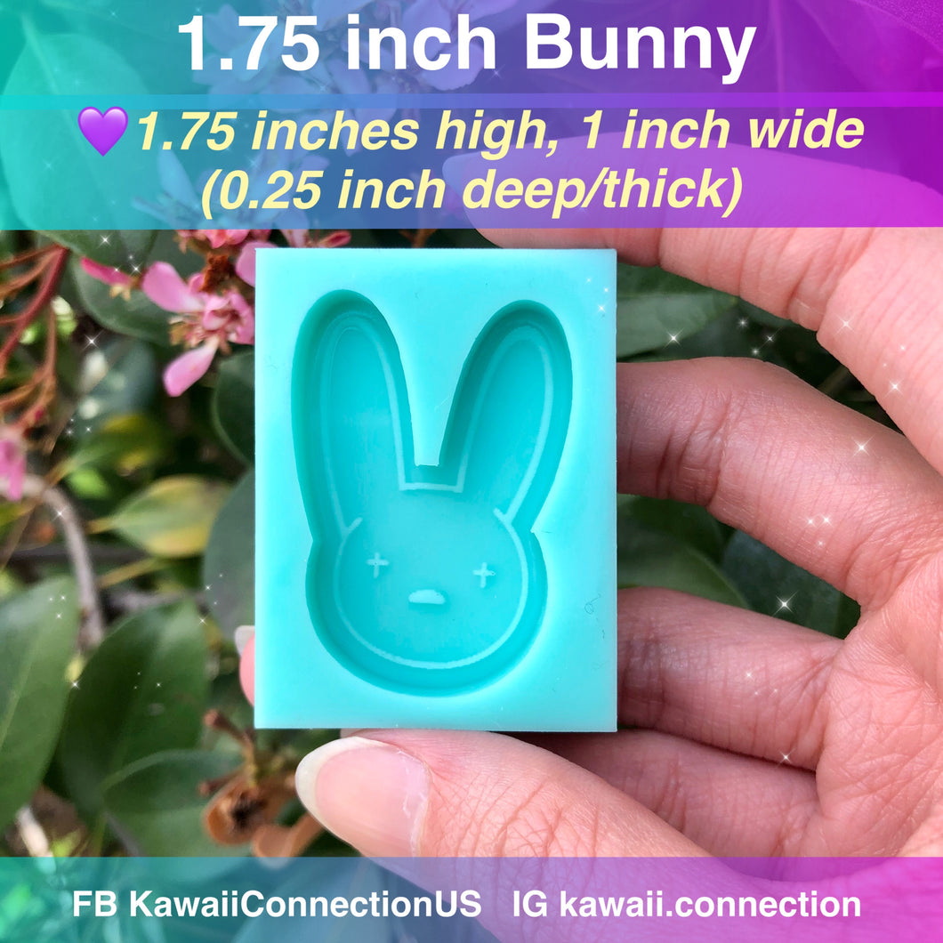 SMALL 1.75 inch high (Face: 1 inch wide) Bunny Silicone Mold for Resin Deco Bag Charms Wax Melt Stitch Marker Bow Center DIY