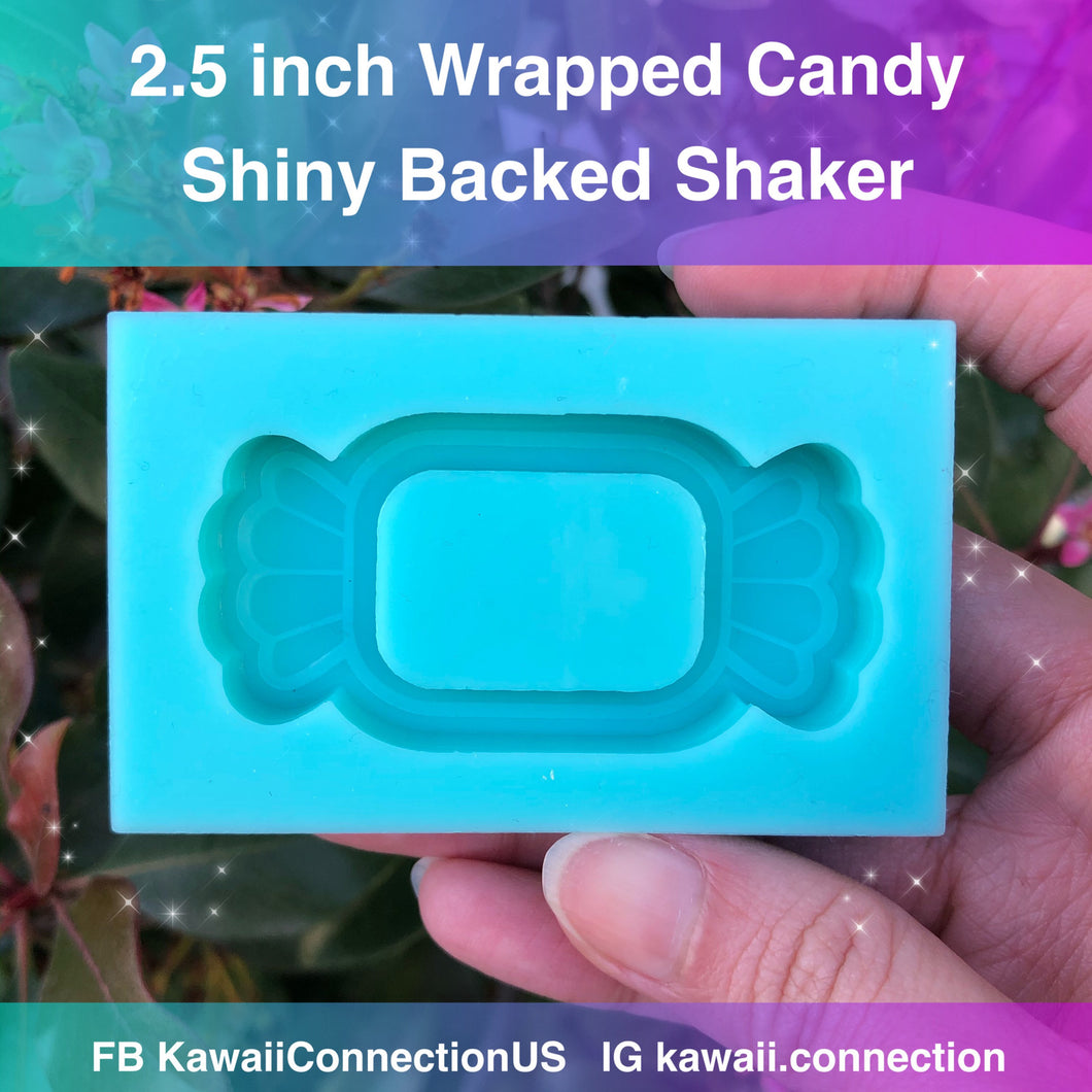 2.5 inches Wrapped Kawaii Candy Backed Shaker Silicone Mold for Resin Deco Charms Cabochons DIY