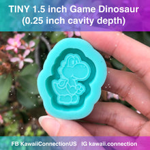 Load image into Gallery viewer, TINY 1.5 inch tall Racing Game Dinosaur Shiny Backed Shaker Silicone Mold Palette for Resin Craft Keychain Charms DIY
