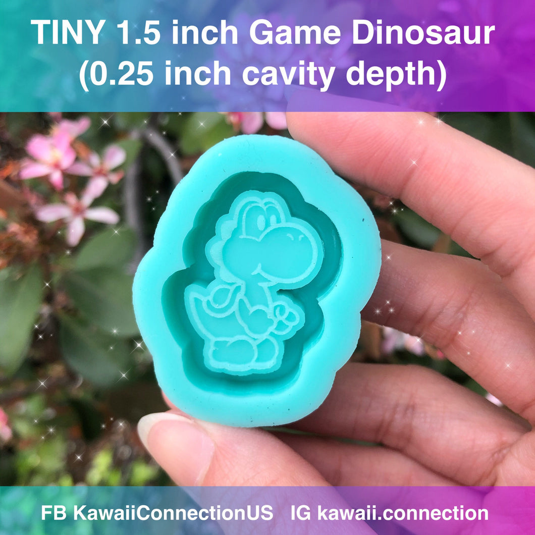 TINY 1.5 inch tall Racing Game Dinosaur Shiny Backed Shaker Silicone Mold Palette for Resin Craft Keychain Charms DIY