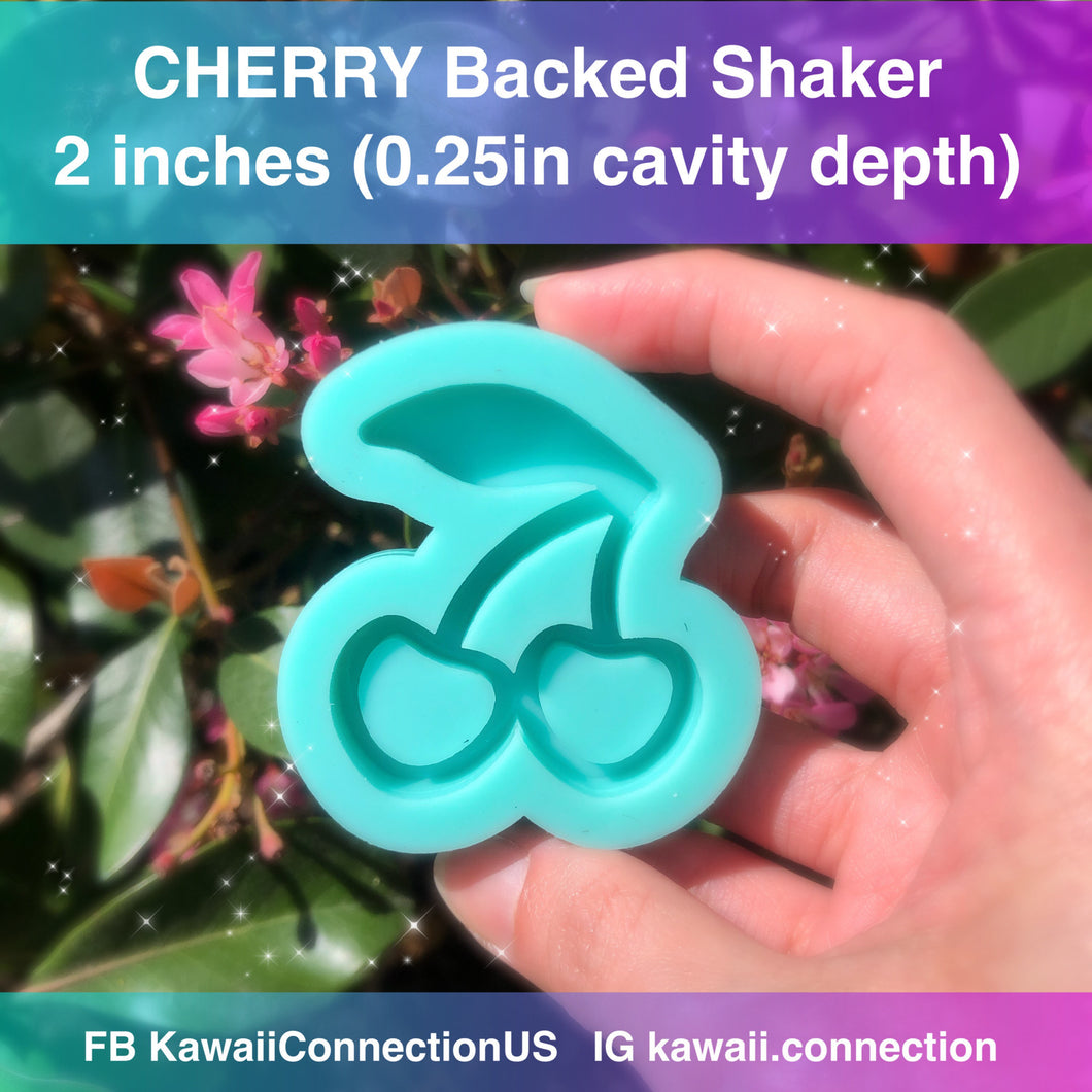 2 inches Cherry Fruit Backed Shaker Silicone Mold for Custom Resin Key Charms and Bow Center
