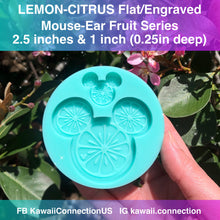 Load image into Gallery viewer, 2 sizes (2.5 inches &amp; 1 inch) Citrus Lemon Lime Orange Mouse Fruit (Flat/Engraved) Silicone Mold for Custom Resin Key Charms Phone Grip

