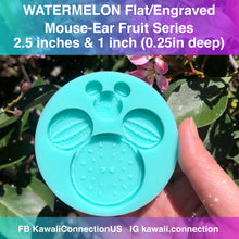 Load image into Gallery viewer, 2 sizes (2.5 inches &amp; 1 inch) Watermelon Mouse Fruit (Flat/Engraved) Silicone Mold for Custom Resin Key Charms and Bow Center
