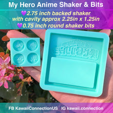 Load image into Gallery viewer, 2.75 inches Hero Anime Backed Shaker &amp; 0.7 inch Bits or Earring Studs Silicone Mold for Custom Resin (size details in photo)
