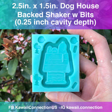 Load image into Gallery viewer, 2.5in x 1.5in Dog House Shiny Backed Shaker + TINY Friends Bits Silicone Mold Palette for Resin Craft Keychain Charms DIY
