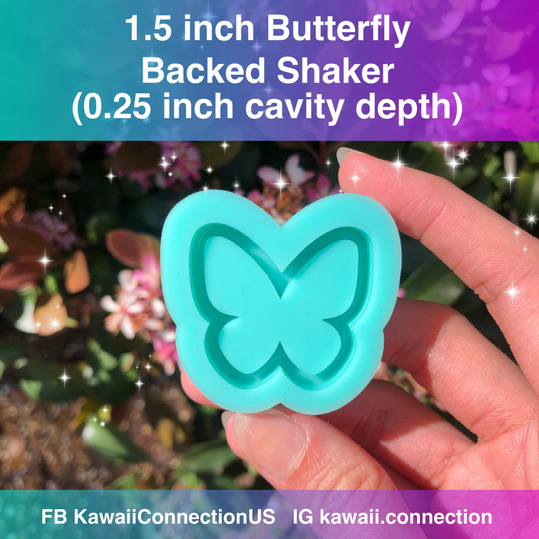 TINY 1.5 inch wide Butterfly Shiny Backed Shaker Silicone Mold for Resin Craft Keychain Charms DIY