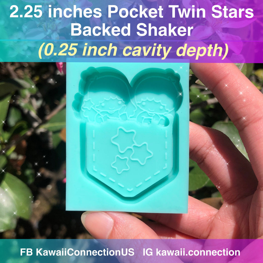 2.25 inches high Pocket Twins Backed Shaker Silicone Mold for Resin Bag and Key Charms