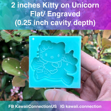 Load image into Gallery viewer, 2 inches Kitty on Unicorn FLAT Engraved Silicone Mold for Resin Deco Charms Cabochons
